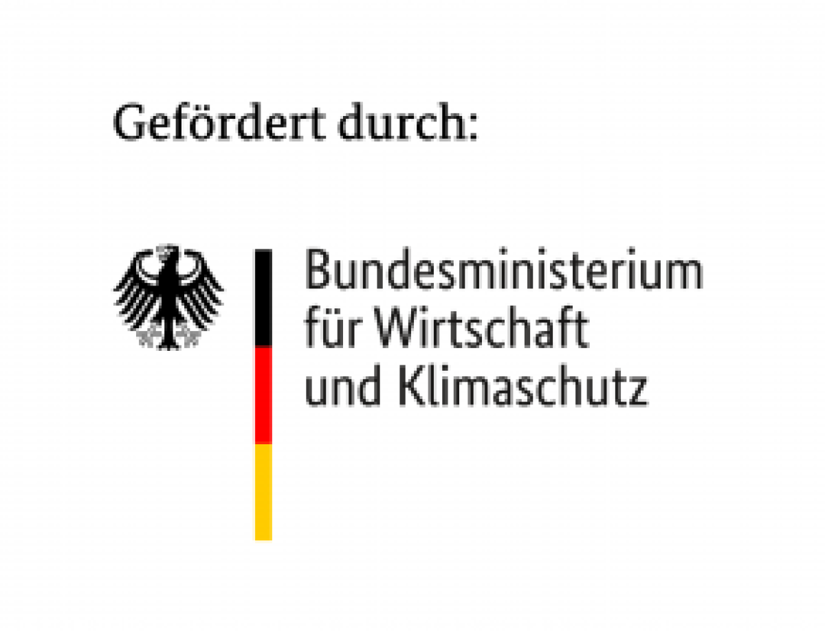 Logo des Bundesministeriums für Wirtschaft und Klimaschutz mit der Überschrift "gefördert durch"